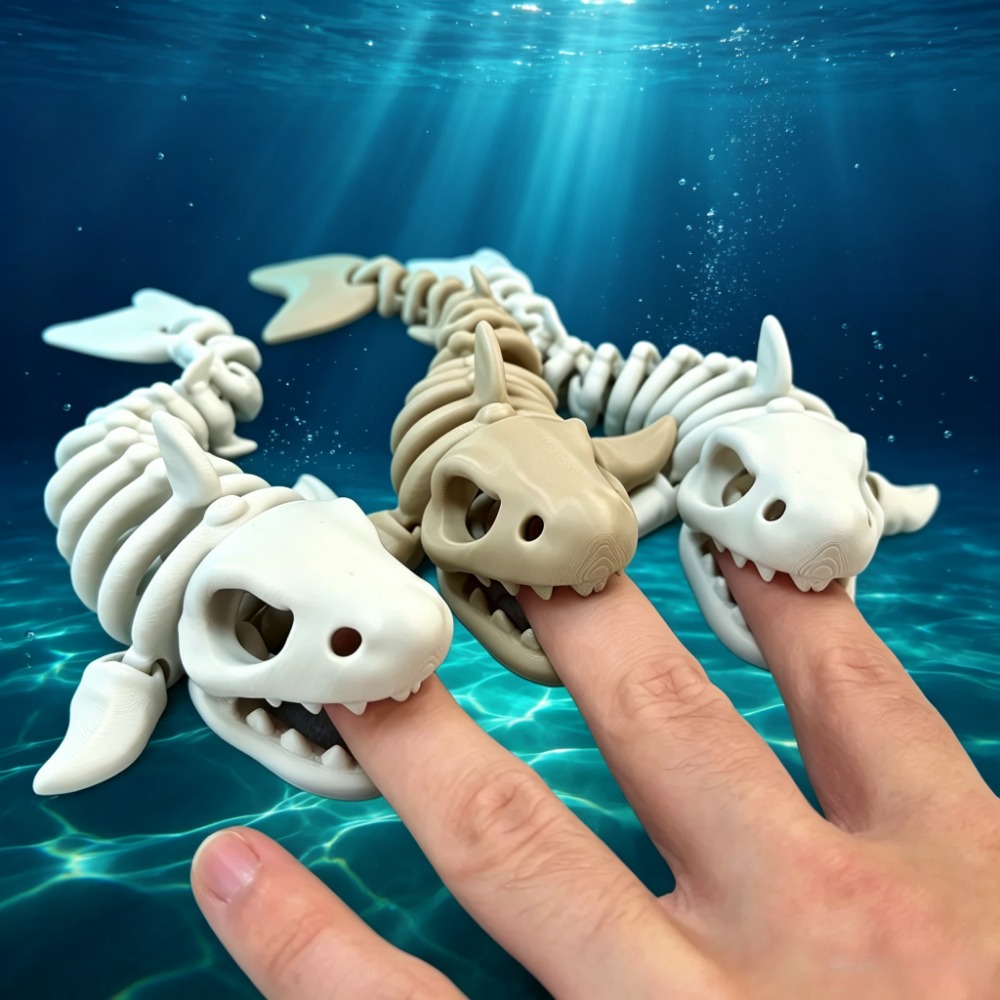 Aquarium Fish Cartoon - Shark Skeleton Aquarium Decor Articulated Ornament