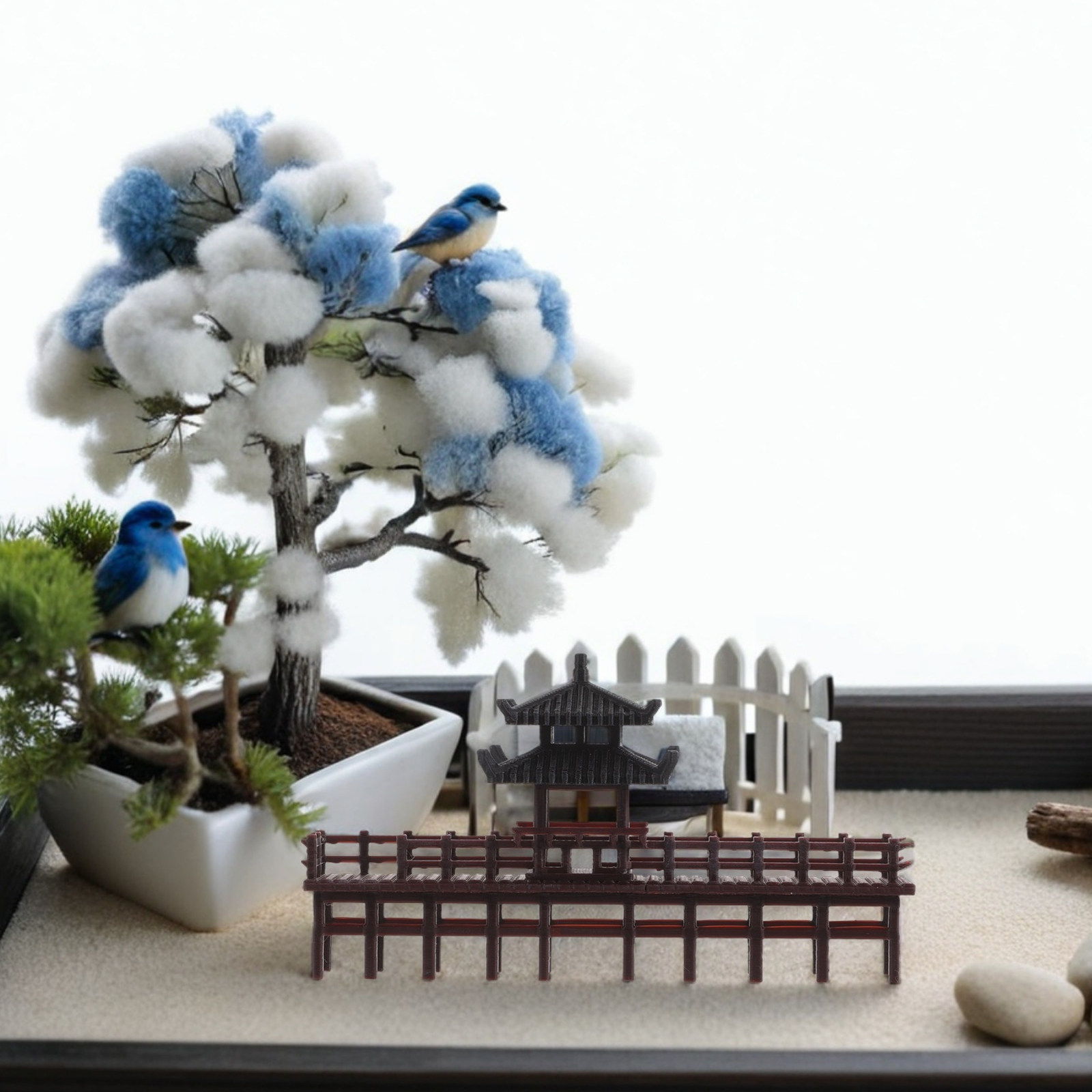 Aquarium Fish Bridge - Miniature Garden Pavilion Bridge Ornament for
