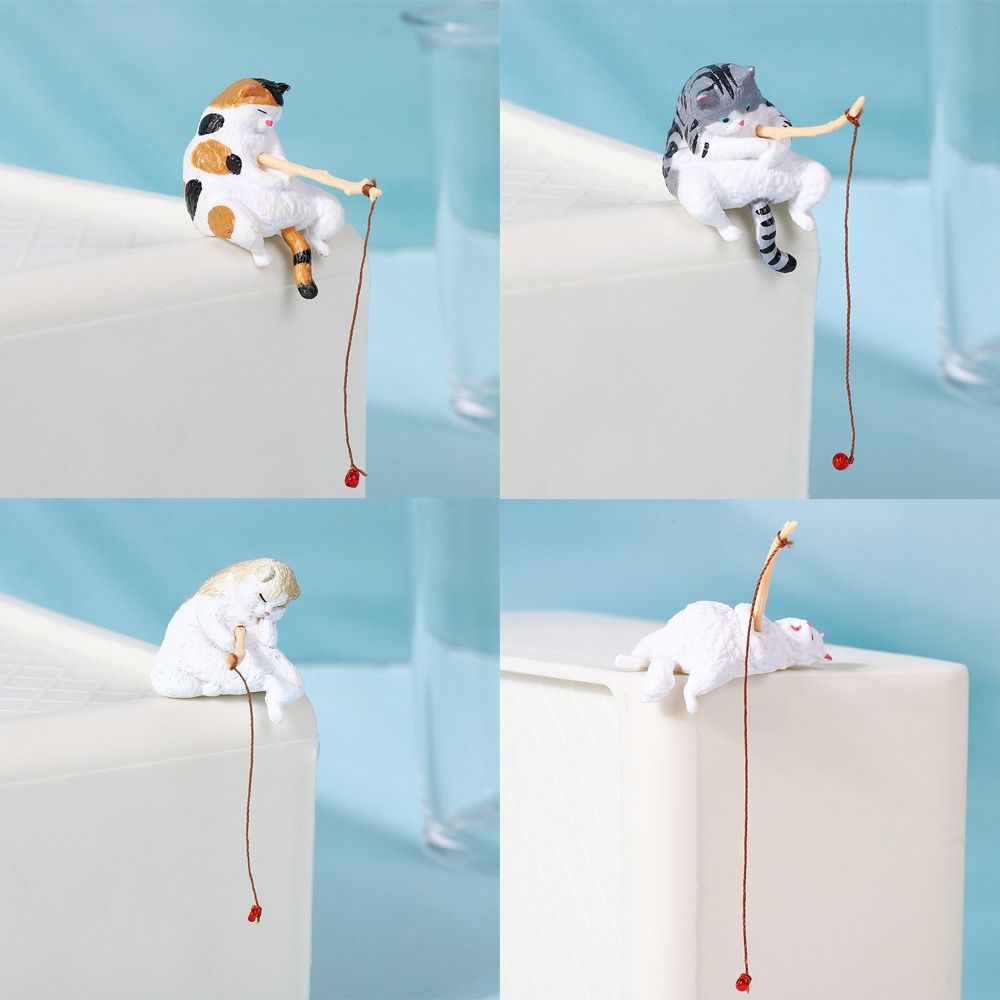 Miniature Fishing Cat Ornament - Aquarium Fish Cartoon 评论和价格